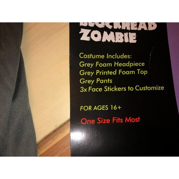 lego inspired Mr. Blockhead Zombie lego Boy's Halloween Costume  sz 12/14 - Picture 9 of 11